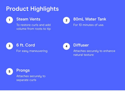 Steam Curl Refresher | 80mL Tank | 7" Diffuser | 2C–4C Hair