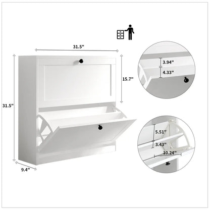 Narrow Shoe Cabinet with Drawers – Entryway Storage Organizer