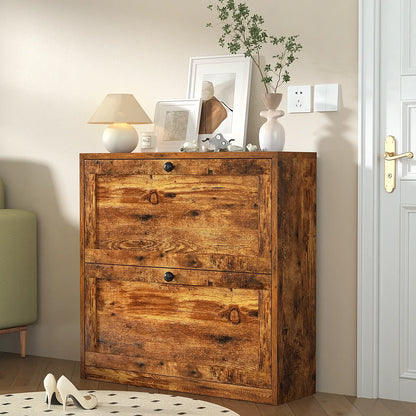 Narrow Shoe Cabinet with Drawers – Entryway Storage Organizer