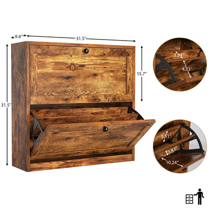 Narrow Shoe Cabinet with Drawers – Entryway Storage Organizer